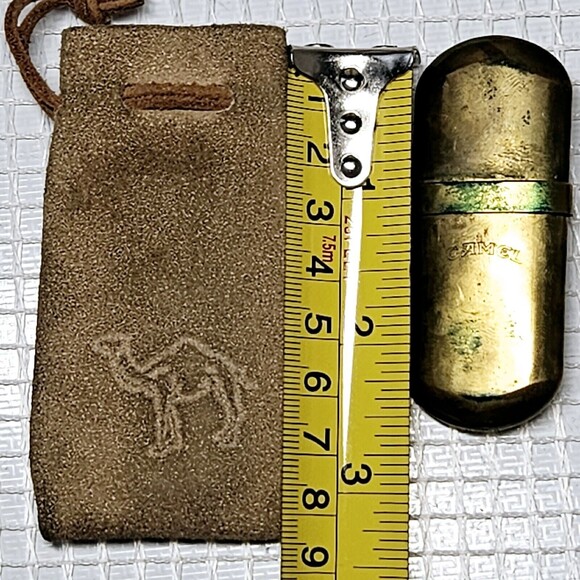 Vintage RJR RJ Reynolds Tobacco Brass #5 Camel Lighter in Suede Drawstring Bag - Picture 8 of 10
